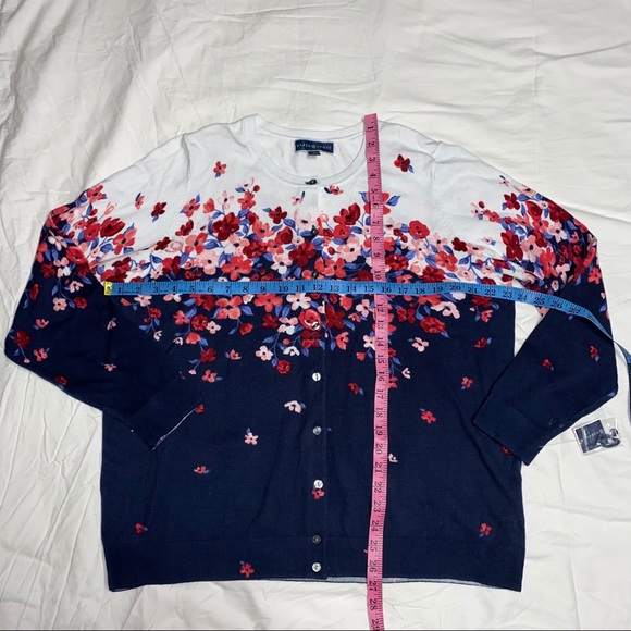 Karen Scott Floral Jersey Button Up Cardigan Sz 1X - Picture 5 of 10